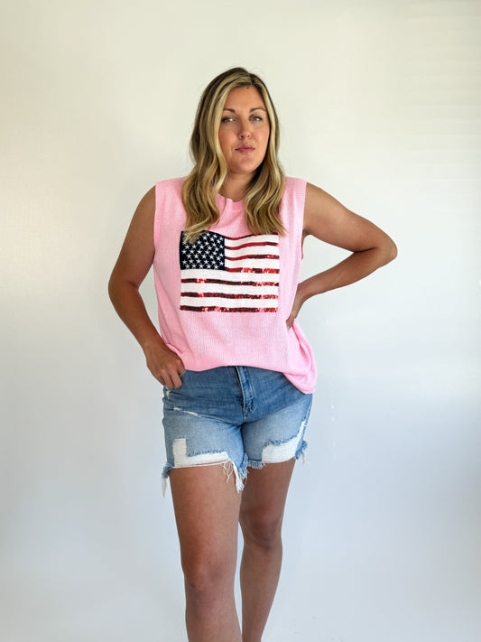 American Flag Knit- Pink