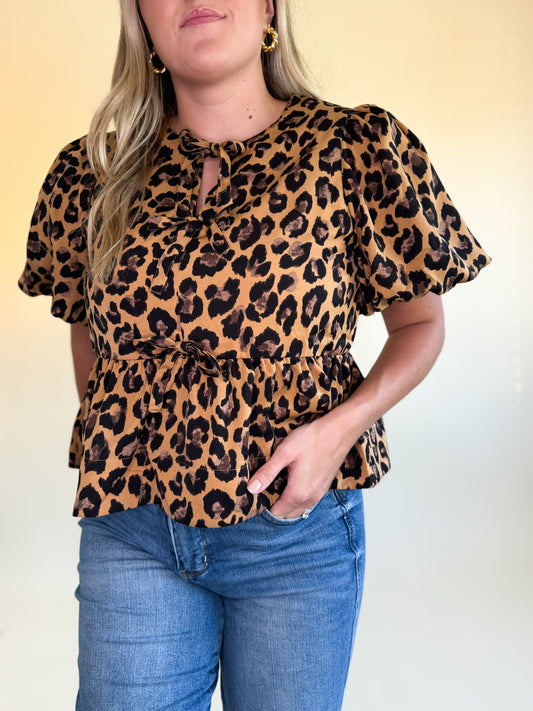 Cheetah Bow Blouse