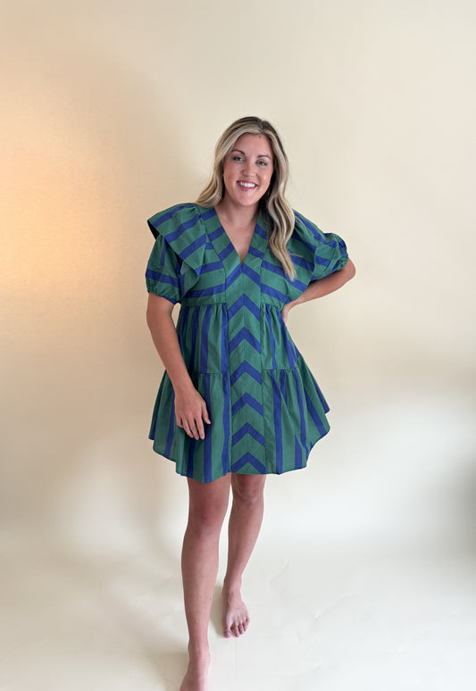 Piper Dress- Green & Blue