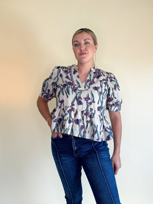 Oaklee Abstract Floral Blouse