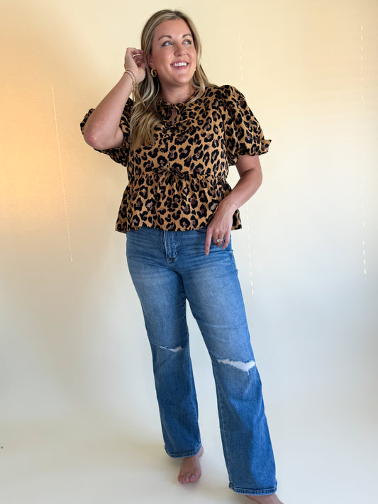 Cheetah Bow Blouse