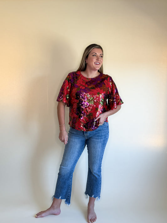 Winona Sequin Floral Top