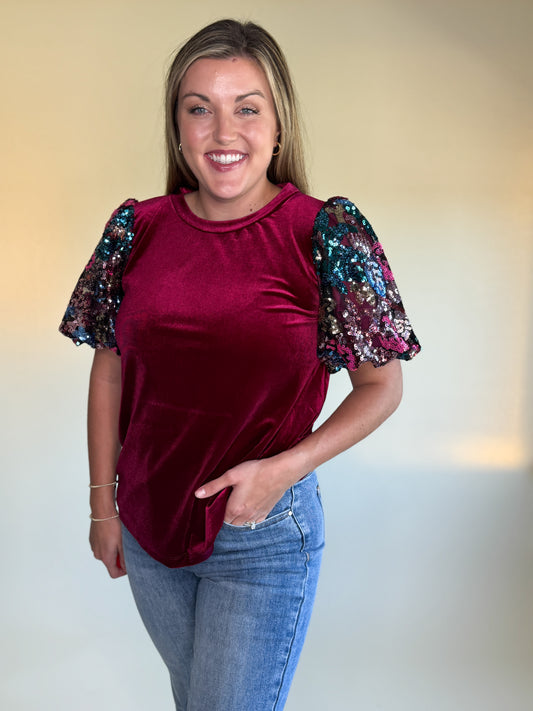 Valerie Velvet Sequin Top