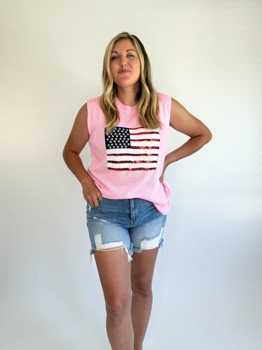 American Flag Knit- Pink