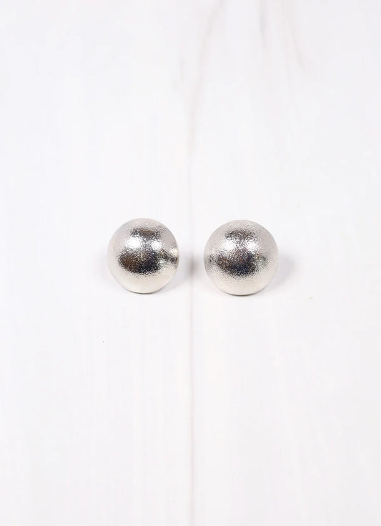 Tish Button Stud- Silver