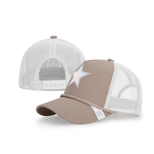 Trucker Hat- Beige Iridescent