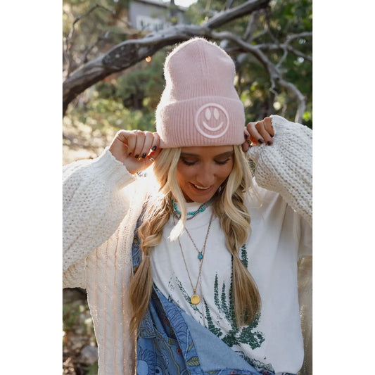 Smiley Beanie- Pink